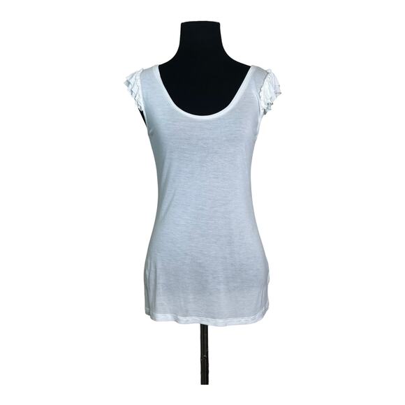 Old Navy white short ruffled sleeves top size XS - Picture 1 of 9